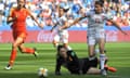 FBL-WC-2019-WOMEN-MATCH28-CHN-ESP<br>China’s goalkeeper Shimeng Peng (C) vies with Spain’s forward Lucia Garcia (R) during the France 2019 Women’s World Cup Group B football match between China and Spain, on June 17, 2019, at the Oceane Stadium in Le Havre, northwestern France. (Photo by LOIC VENANCE / AFP)LOIC VENANCE/AFP/Getty Images