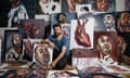 Ben Quilty with Myuran Sukumaran's paintings