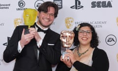 BAFTA Games Awards, Press Room, London, UK - 07 Apr 2022<br>Mandatory Credit: Photo by Anthony Harvey/REX/Shutterstock for BAFTA (12885276ax) Tim Dawson and Wren Brier win EE Game of the Year for Unpacking BAFTA Games Awards, Press Room, London, UK - 07 Apr 2022