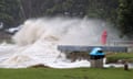 Cyclone Gabrielle Brings Stong Winds And Heavy Rain To New Zealand<br>AUCKLAND, NEW ZEALAND - FEBRUARY 13: People out looking at the effects of Cyclone Gabrielle at Mathesons Bay Beach on the Matakana Coast on February 13, 2023 in Auckland, New Zealand. Forecasters say Auckland residents are about halfway through the cyclone impacts, with a better weather forecast from Wednesday. (Photo by Fiona Goodall/Getty Images) on February 13, 2023 in Auckland, New Zealand. (Photo by Fiona Goodall/Getty Images)