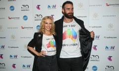 30th Annual ARIA Awards 2016 - Awards Room<br>SYDNEY, AUSTRALIA - NOVEMBER 23: Kylie Minogue and Joshua Sasse pose in the ARIA awards room during the 30th Annual ARIA Awards 2016 at The Star on November 23, 2016 in Sydney, Australia. (Photo by Cole Bennetts/Getty Images)