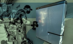 Edited photo shows an electrician working on a solar battery installed on the outer wall of a house