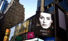 Adele’s album 25 advertised on a New York billboard last November.