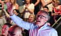 Former Australian Prime Minister Scott Morrison and wife Jenny sing during an Easter Sunday service at Horizon Church, in Sydney, in 2019.