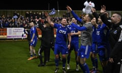 Darvel celebrate their famous win against Aberdeen in the Scottish Cup fourth round.