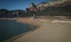 Dried-up reservoir bed.