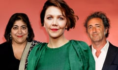 From left; director Gurinder Chadha, Maggie Gyllenhaal and Paolo Sorrentino