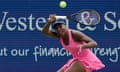 Venus Williams of the United States returns a shot to Veronika Kudermetova of Russia during their second-round match at the Western &amp; Southern Open on Monday in Mason, Ohio.
