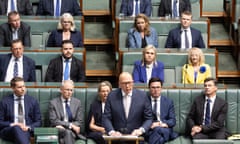 Peter Dutton delivers his budget reply speech at Parliament House in Canberra on Thursday.