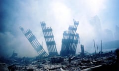 The rubble of the World Trade Center smoulders after the 9/11 in New York.