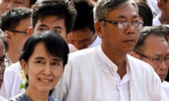 Myanmar NLD leader Aung San Suu Kyi with Htin Kyaw