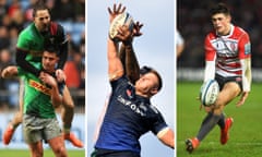 Marcus Smith and Michele Campagnaro of Harlequins; Rob du Preez of Sale Sharks; Louis Rees-Zammit of Gloucester.