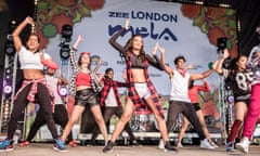 Dancers perform on stage at the London Mela