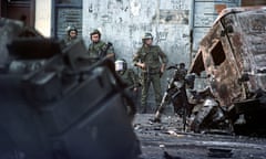 British army troops during rioting on Belfast’s Falls Road in  1976