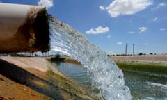 An irrigation canal  in Maricopa, Arizona. The historic reduction that will likely trigger significant water restrictions on the region’s residents and farmland.