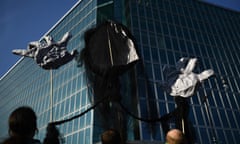 Environmental activists gather outside the American Petroleum Institute headquarters in Washington during global climate action week last month.