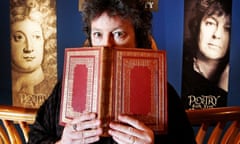 Carol Ann Duffy pictured at the Poetry at the Palace exhibition at Holyrood Palace in Edinburgh in front of a portrait of the first poet laureate, John Dryden.