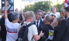 Antony Blinken meets family members and supporters who gathered to demand the immediate release of  hostages.