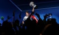 Roger Federer celebrates winning the Men’s Final match