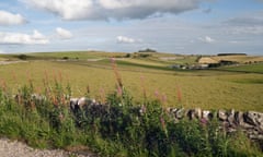 Minninglow cairn in distance, Derbyshire Peak District