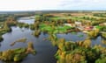 Pensthorpe’s lakes, woods and meadows - aerial shot