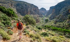 Greece, Eastern Crete, Lassithi district, Sitia Nature park is part of the UNESCO Global Geoparks, hiking in the Dead's Valley between Zakros and Kato Zakros (E4 European long distance path)<br>K75N4X Greece, Eastern Crete, Lassithi district, Sitia Nature park is part of the UNESCO Global Geoparks, hiking in the Dead's Valley between Zakros and Kato Zakros (E4 European long distance path)