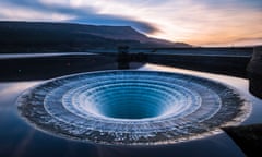 Overflow plug at Lady Bower Reservoir in Derbyshire, Britain