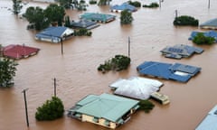 Buildings in Lismore, NSW, in February 2022 during the region’s catastrophic floods