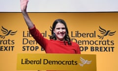 Jo Swinson delivering a speech following the announcement that she has been elected Lib Dem leader.