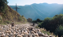 Abano mountain pass … sometimes. Shepherds with their sheep filling the road. The only way in to Omalo, this is one of the world’s most dangerous roads, with steep climbs, tight turns and big drops … You can also get stuck behind shepherds moving their flocks!