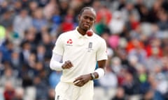 Jofra Archer with the ball during a Test match