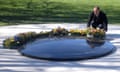 Peter Greste lays a wreath at the war correspondents memorial at the Australian war memorial in Canberra on Wednesday.