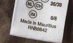 A 'made in Mauritius' garment label