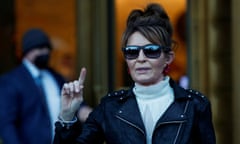 Sarah Palin exits a courthouse in New York City on 14 February. 