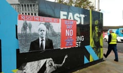 A Loyalist protest poster featuring Boris Johnston in the Belfast East constituency