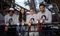 Tony Estanguet, president of the Paris 2024 organising committee (right), alongside (from left) Arnaud Assoumani, Sara Balzer and Marie Patouillet