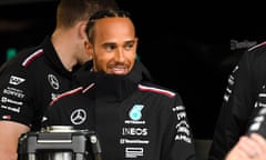 Lewis Hamilton arrives at the pit area of the Emilia-Romagna grand prix track