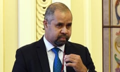 Former Labor and now independent Member for Cook Billy Gordon makes a statement at the Queensland Parliament in Brisbane, Tuesday, May 5, 2015. Mr Gordon attempted to explain domestic violence and tax avoidance allegations made against him. (AAP Image/Dan Peled) NO ARCHIVING