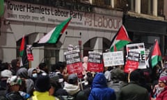 Protesters outside the Labour party office in Bethnal Green, London, in November 2023