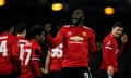 Romelu Lukaku celebrates after scoring the fourth goal.