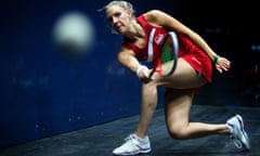20th Commonwealth Games - Day 4: Squash<br>GLASGOW, SCOTLAND - JULY 27:  Laura Massaro of England plays a forehand during the Women's Singles semi-final match between Alison Waters of England and Laura Massaro of England at Scotstoun Sports Campus during day four of the Glasgow 2014 Commonwealth Games on July 27, 2014 in Glasgow, United Kingdom.  (Photo by Paul Gilham/Getty Images)