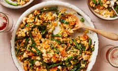 Yotam Ottolenghi's crispy rice salad with fried green beans and pork scratchings.