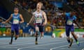 Jonnie Peacock GBR wins the T44 100m final in the Olympic Stadium on Friday