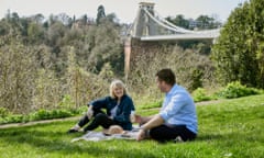 Fiona Beckett enjoying a socially distanced drink with a friend in Bristol