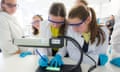 Girls in a science classroom