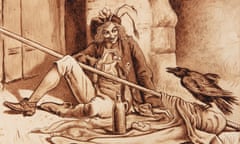 Illustration of a character with a raven