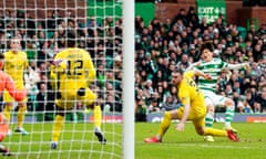 Kyogo Furuhashi scores Celtic's fourth goal against Morton.