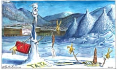 Martin Rowson on Jeremy Hunt’s tax-cut tease in Davos – cartoon