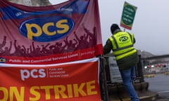 Members of the Public and Commercial Services Union join a picket line outside the Port of Dover.