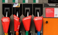 Fuel pump at a closed Total Energies gas station in Montreuil, Paris.